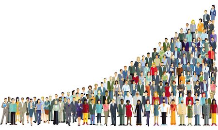 Large group of people are standing togetherのイラスト素材