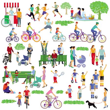 Sport and play in the summer in the parkのイラスト素材