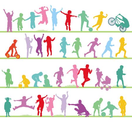 Happy children on a playground in the summerのイラスト素材