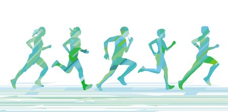 Running people doing sportsのイラスト素材