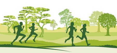 Running people doing sportsのイラスト素材