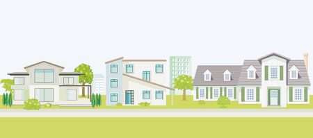 Row of different family houses. House, homeのイラスト素材
