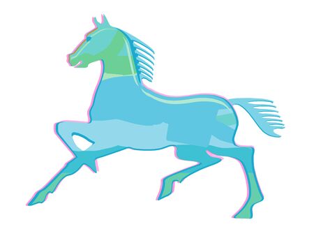 Blue horse in motion - vector illustrationのイラスト素材
