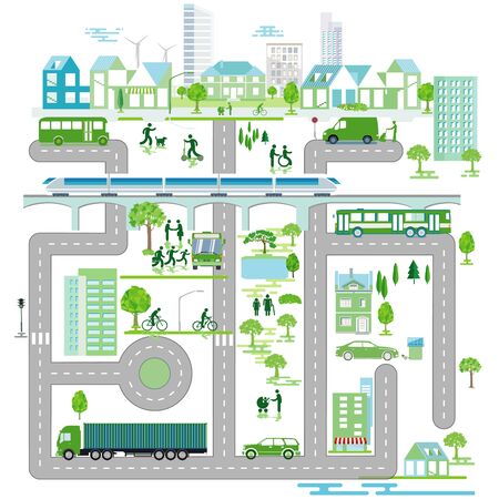 City route, municipality, city map. - vector illustrationのイラスト素材