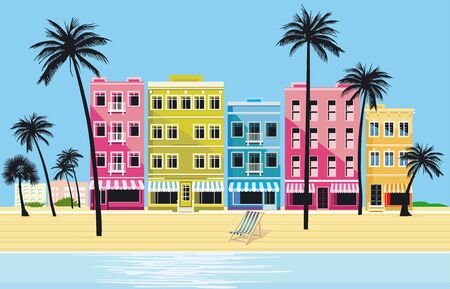 City in the tropics - vector illustrationのイラスト素材
