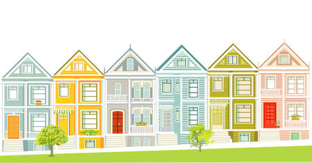 Victorian houses illustration of San Franciscoのイラスト素材