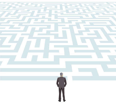 Businessman in front of a mazeのイラスト素材