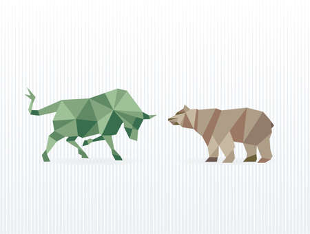 Stock market, bear and bull illustrationのイラスト素材