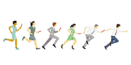 Business relay race in team, isolated iillustrationのイラスト素材