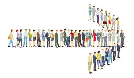 Walking together in same direction, illustration