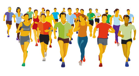 a group of runners illustrationのイラスト素材