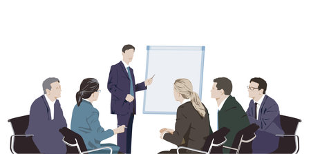 Consulting a group of people in the office. illustrationの写真素材