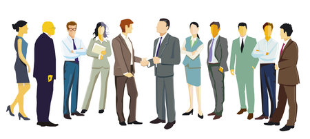 Hiring and agreement with a group of employees illustrationの写真素材
