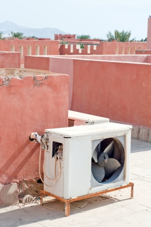 Air conditioner unit on top of the roofの写真素材