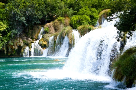 Cascading Water. Krka Waterfall National Park in Croatia.の写真素材