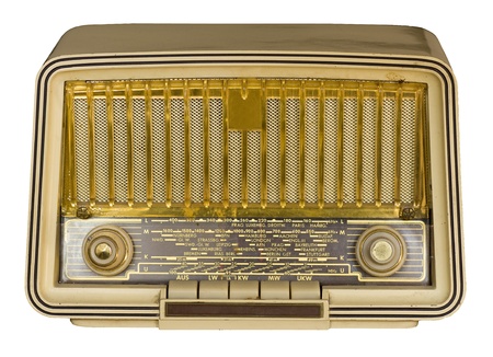 Antique very old vintage radio on white background.の写真素材