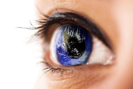 Eye with planet earth  Earthの写真素材