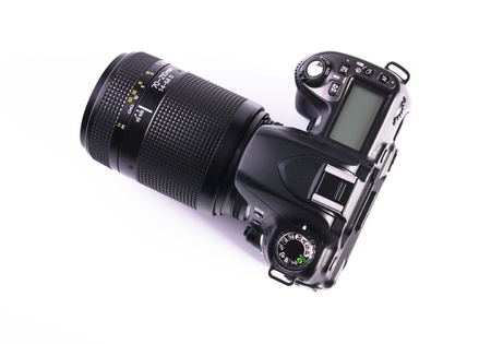 A DSLR camera mounted with a pro lens standard zoom の写真素材