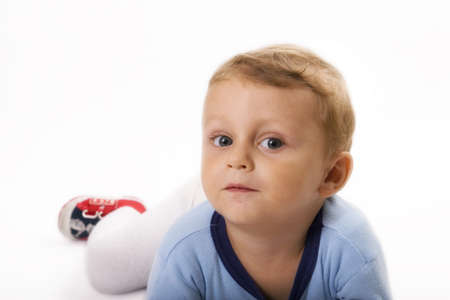 happy child isolated on white の写真素材