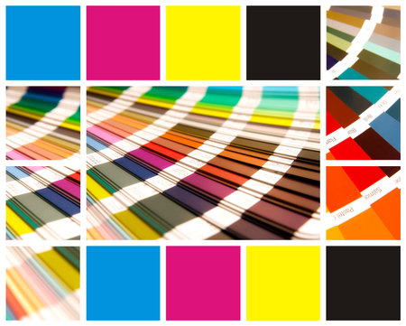 pantone and cmyk color in beautiful collageの写真素材