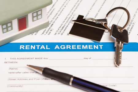 Close up of lease agreement empty document with penの写真素材