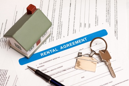 Close up of lease agreement empty document with penの写真素材