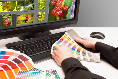 Graphic designer at work Color samples Photo picture fruit and nature Graphic designer at work Color samples Photo picture fruit and nature