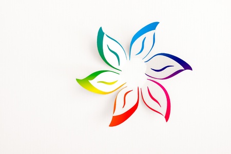 Greeting card with paper flowerの写真素材