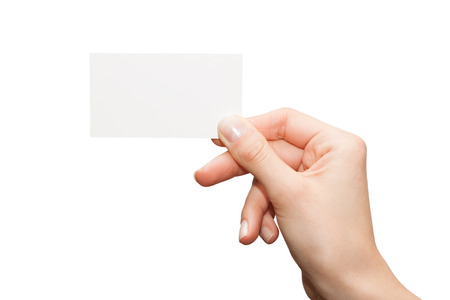 Hand hold blank business cardの写真素材