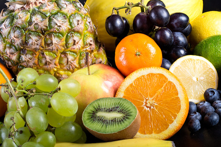 Background from many exotic fruits の写真素材