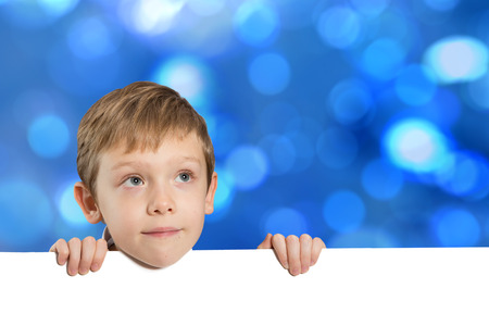 little boy with empty space - bokeh backgroundの写真素材