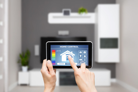 Remote home control system on a digital tablet or phone. Remote home control system on a digital tablet or phone.