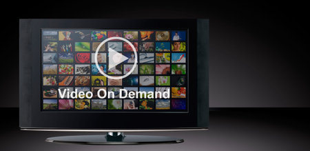 Video on demand VOD service on TV, television concept.