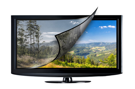 Television display with new technology. Full ultra HD 8k on modern TV.