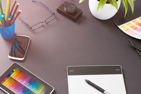 Design Designer Creative Graphic Desk Table - Stock Image