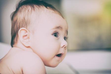 baby toddler joyful portrait girl happy face infant - stock imageの写真素材