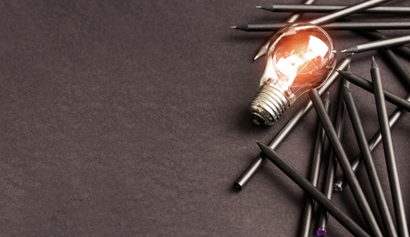 Bulb Light Idea Pencils Paper - Stock Imageの写真素材