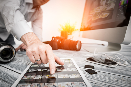 photographer journalist camera traveling photo dslr editing edit hobbies lighting business designer concept - stock imageの写真素材