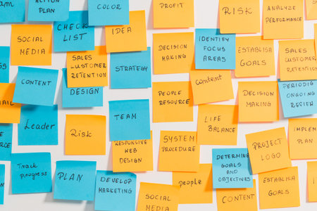 brainstorming brainstorm strategy workshop business note notes stickyconcept - stock image