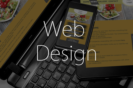 Responsive web design on mobile devices phone, laptop and tablet pcの写真素材