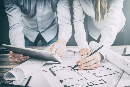 architects architect project interior design designer planning people architecture drawing business plan construction sketch house concept - stock imageの写真素材