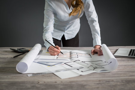 architect architecture drawing project blueprint office business working architectural construction...