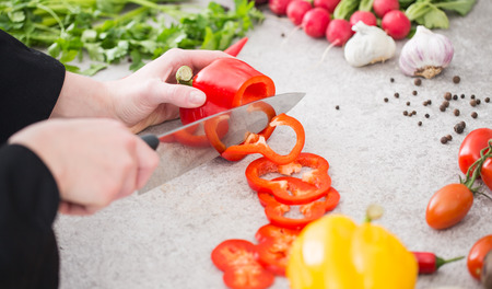 chef cooking food kitchen restaurant cutting prepare cook hands healthy hotel man male knife preparation fresh preparing young natural culinary domestic desktop dietary red concept - stock imageの写真素材
