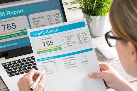 report credit score banking borrowing application risk form document loan business market concept - stock image