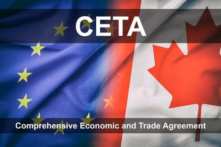 canada canadian partner european union euro eu rights usa ceta flag negotiation europa trade ttip economic concept - stock imageの写真素材