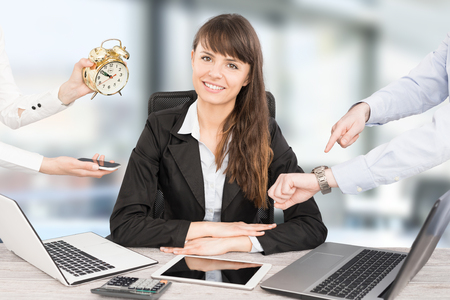 A stress free and resistance business woman. Relief at work.の写真素材