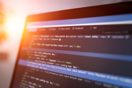 Developing programming and coding technologies. Website design. Cyber space concept.の写真素材