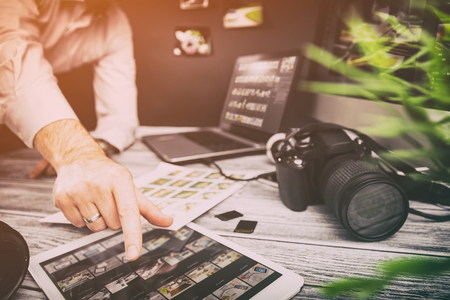 photographer journalist camera traveling photo dslr editing edit hobbies lighting business designer concept - stock imageの写真素材