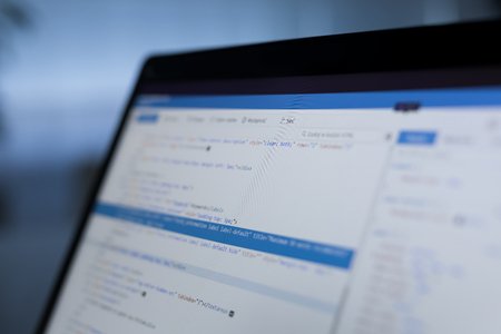 Developing programming and coding technologies. Website design. Cyber space concept.の写真素材