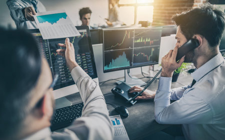 Business team investment trading do this deal on a stock exchange. People working in the office.